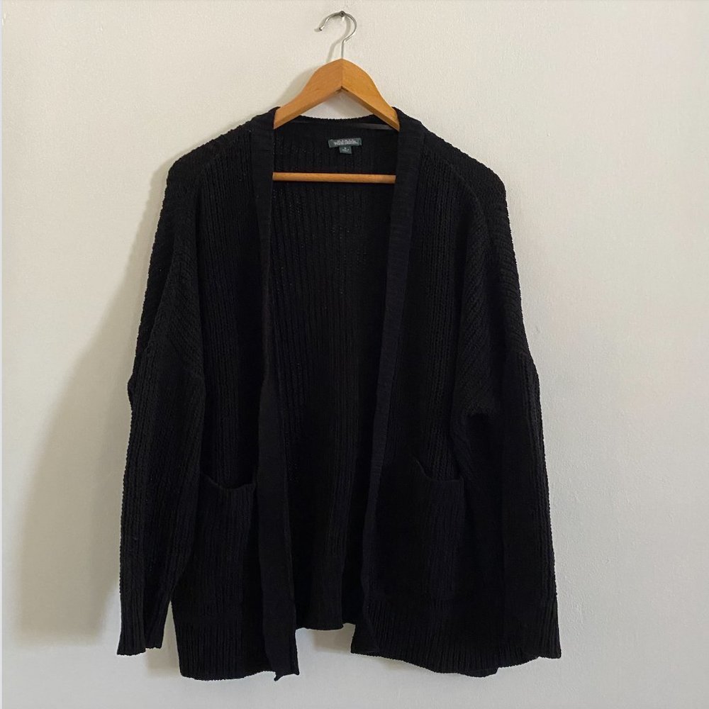 Women's Black Knit Open Front Cardigan, Medium